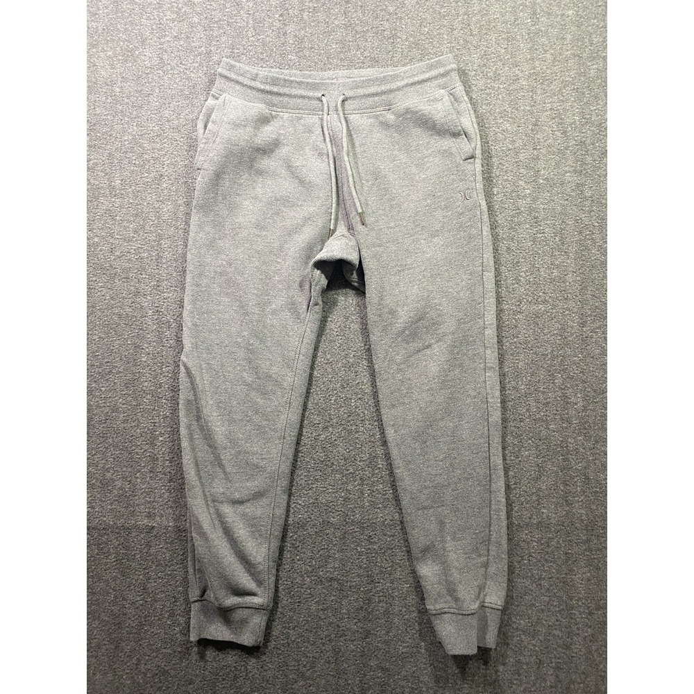 Hurley Pant Mens Gray Fleece Lined Sweatpant Jogger Tapered Leg GYM Size L